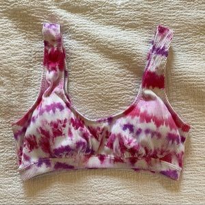 PINK fuchsia tie dye swim top size M never worn!